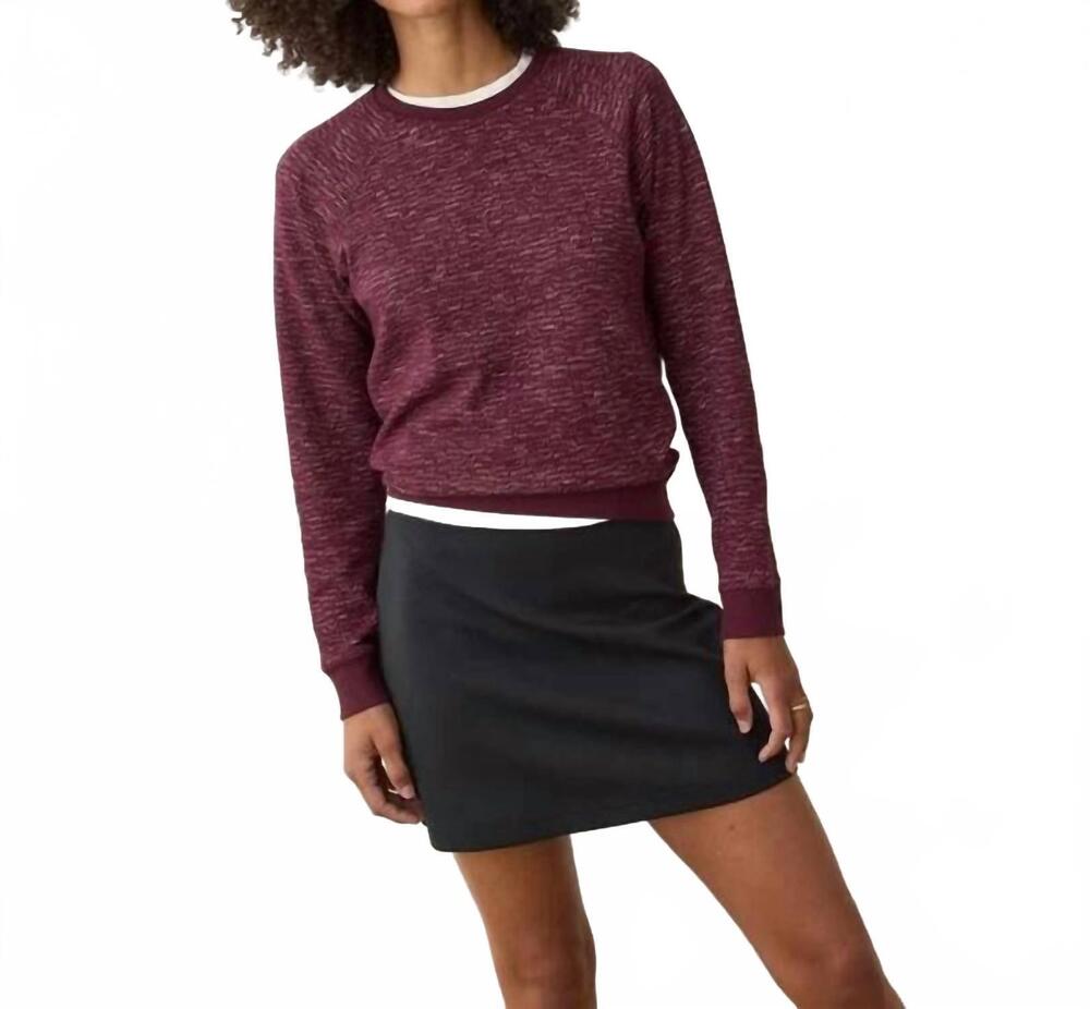 NEW MARINE LAYER juno reversible raglan sweatshirt in red/ warm multi
